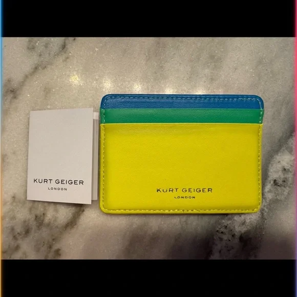 Kurt Geiger Yellow and Red Quilted Card Holder - Picture 3 of 3